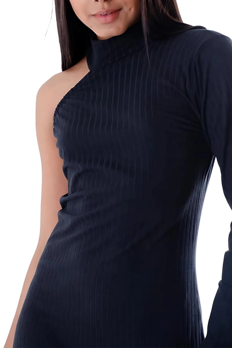  Vestido Gabip Canelado Feminino Preto